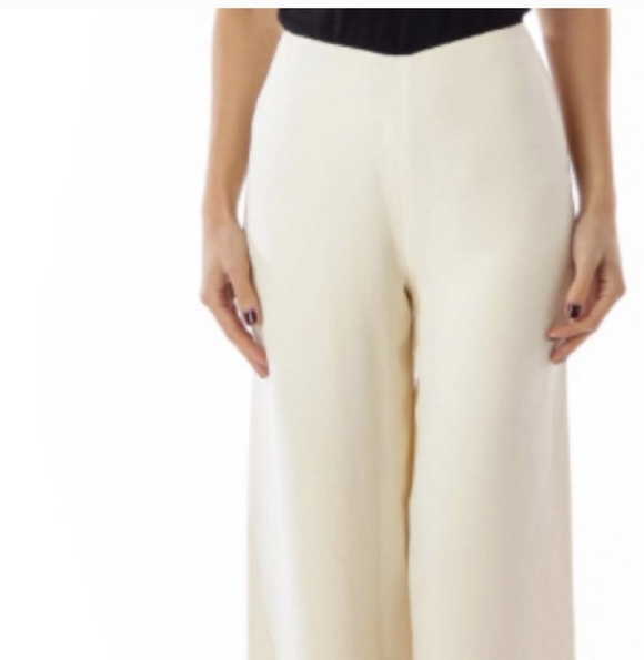 New 💯% Silk Lauren Ralph Lauren 10 Cape Grace Colonial Cream WideLeg Dress Pant - Picture 2 of 15